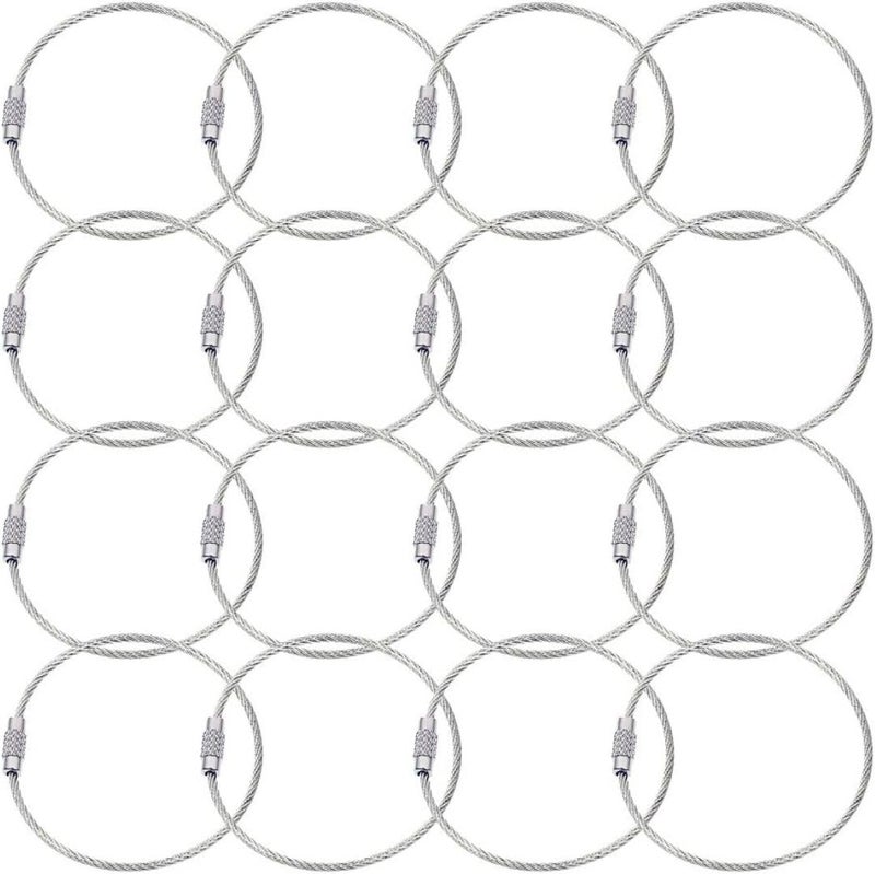 BlueCosto - Wire Keychain Cable - 20 PK, 6.7â€ / 17cm - 2mm Thick Stainless Steel Keyring Wire Loops - Secure Screw Lock for Hanging Luggage Tags & Organizing Keys - Image 1
